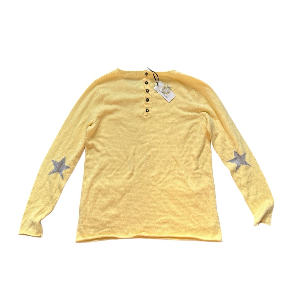 Lisa Todd Cashmere Cotton Yellow Sweater with Star Detail.Size XS